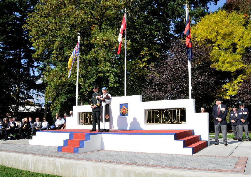 The Saluting Base at CFB Chilliwack has now come back to life as a memorial. We can all be very proud of what has been achieved over the past year. Retired Sappers “Everywhere” can take a well‐earned bow.
