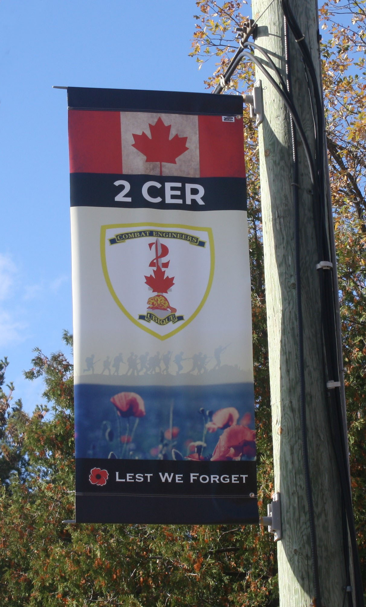 2 CER Street Banner displayed in Petawawa. The banner was sponsored by CWO Ralph Storey (Ret'd).