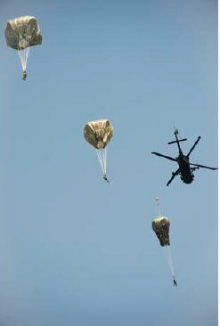 RCE jumpers dispatching from a US UH-60 Blackhawk helicopter
