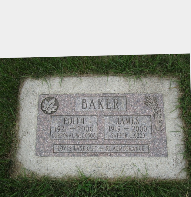 Spr Baker's gravemarker at the the Mabel Hill Cemetery in Nipawin, SK
