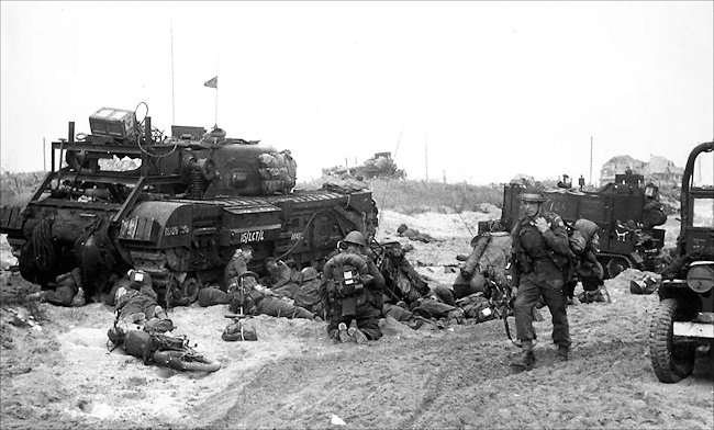 Churchill AVRE SGB bridge layer on Juno Beach, afternoon 6 June 1944