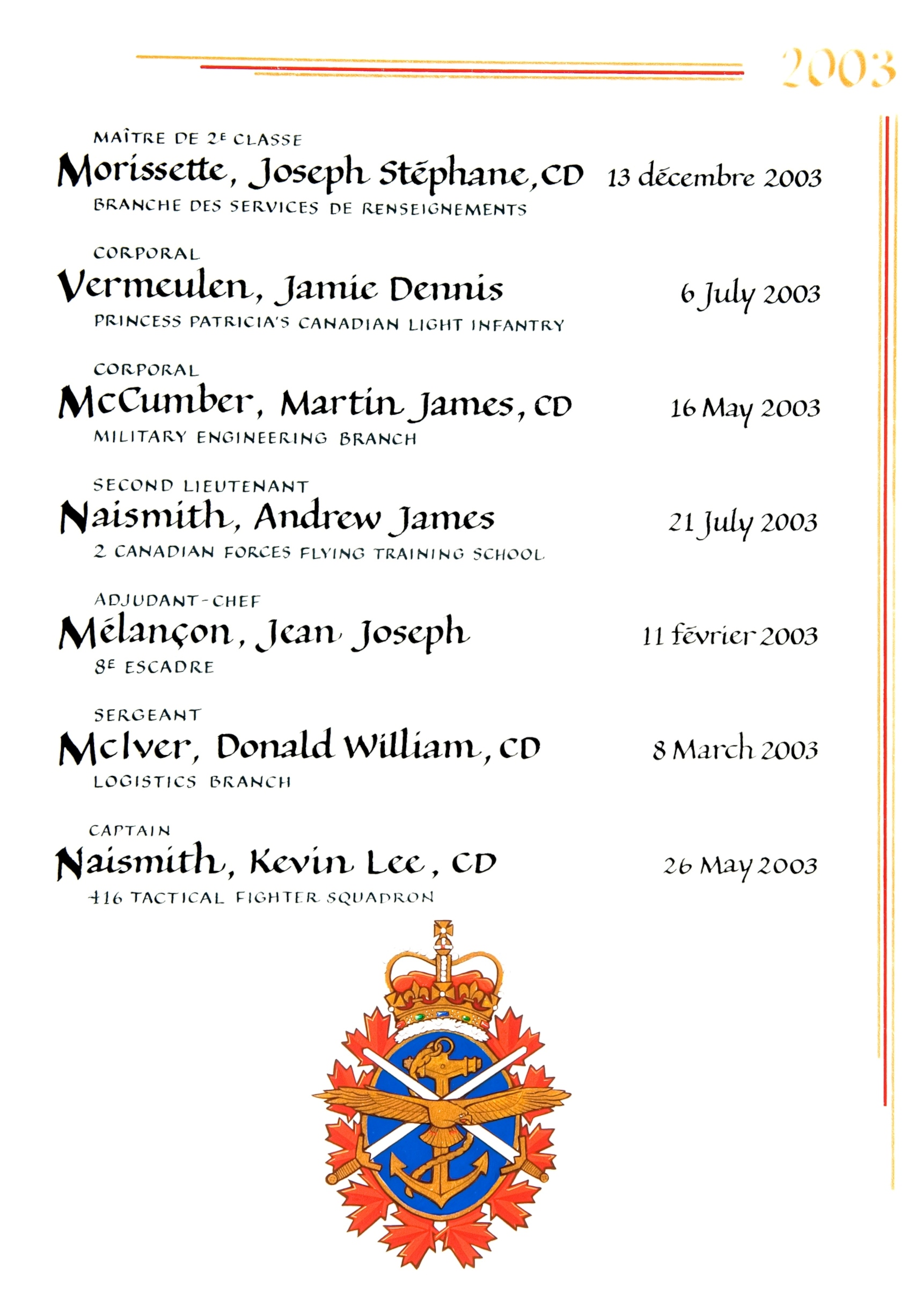 Corporal Martin James William McCumber, CD