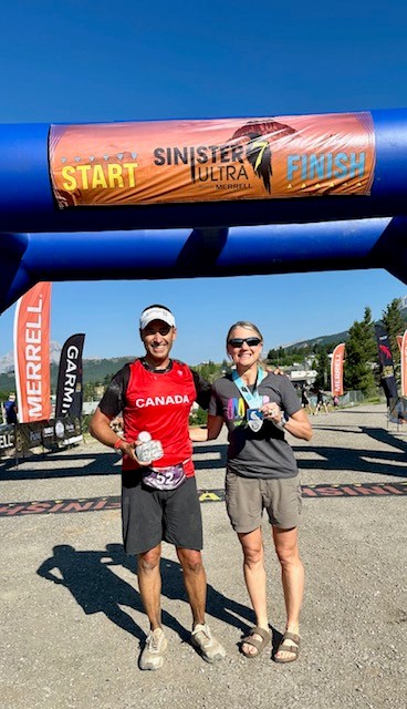 Major Michael Mueller (left) and Maj Kristine Self after completing the Sinister 7 Race