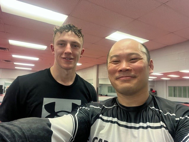 2nd Lt Noah Anderson, Student of BEOC (L) and Capt Kyle Ho, RPOU(W) Program Officer crossed path on the mat many times.