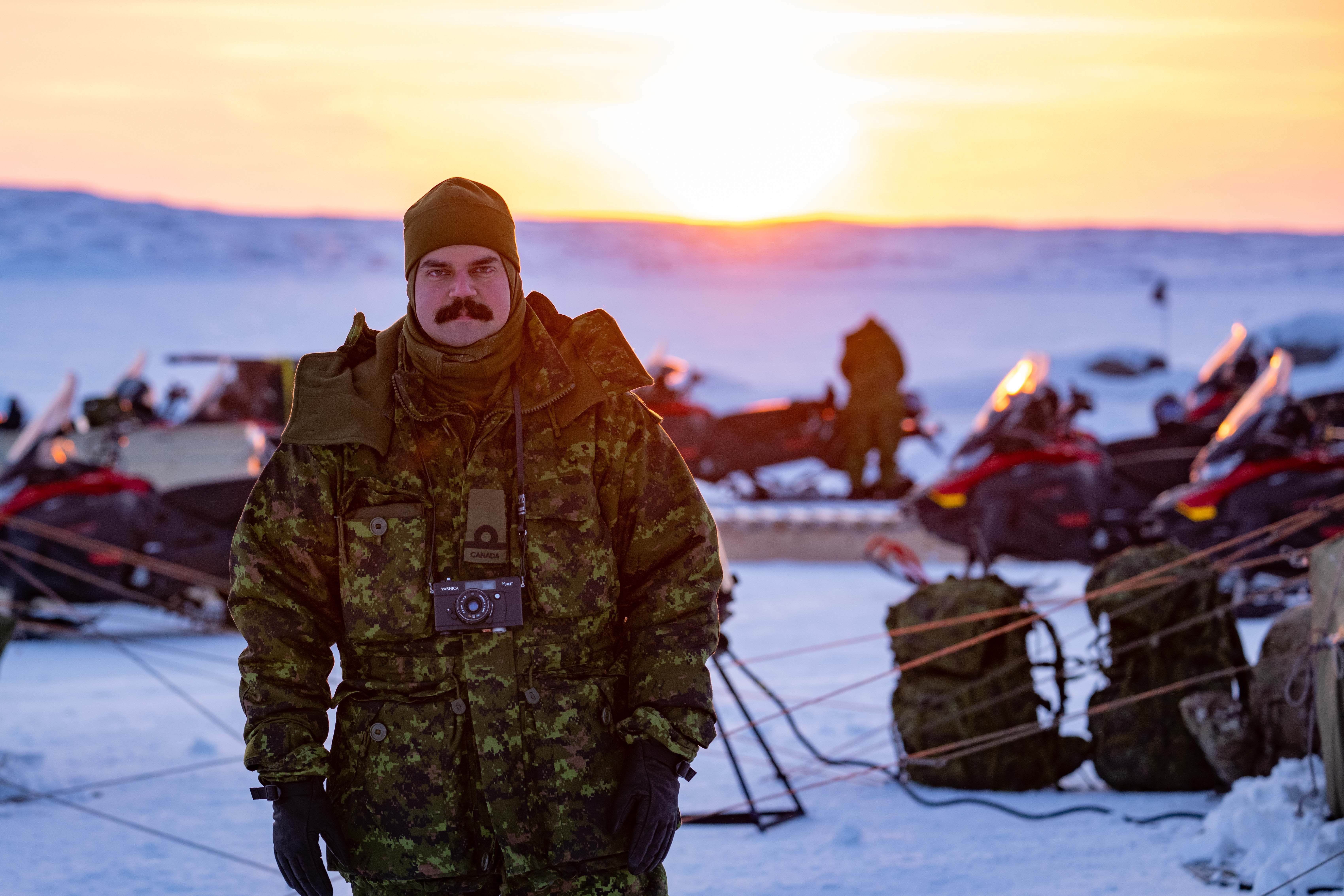 Photo 5 – A/SLt Christopher King, 3 CDSB Public Affairs Officer on Operation NANOOK in 2023. Photo Supplied
