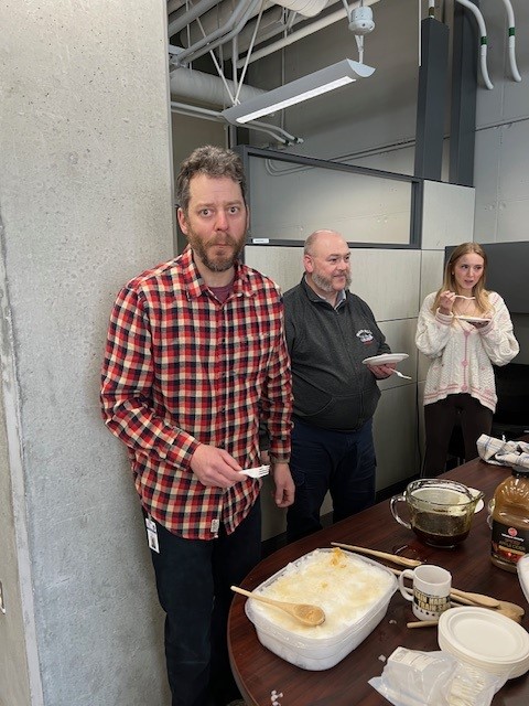Maj (retired) Jean-Olivier Berger, Project Engineer organized a quick gathering to share some “’tire d’érable” with RPOU(W) and promote French Canadian Culture
