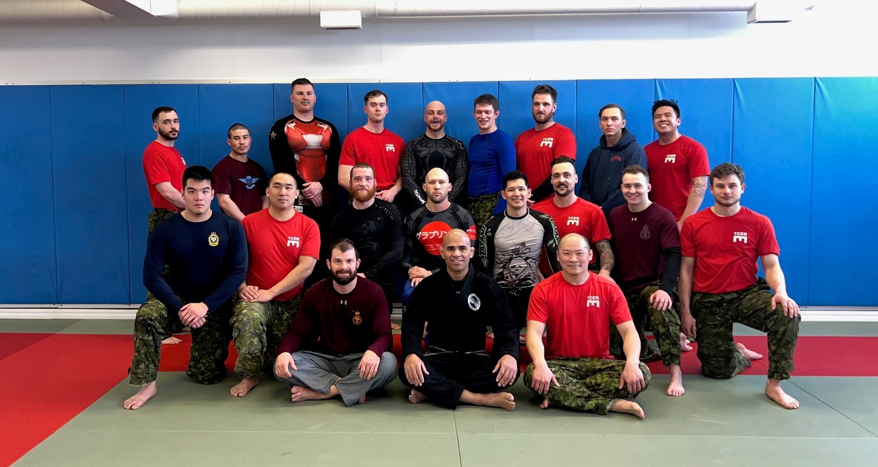 Professor Carlos Alexandra Rodrigues (Front row, middle in black GIs) with selected grapplers from CFB Edmonton. Photo Supplied