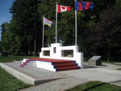 The Parade Square Saluting Base remains as a reminder of Chilliwack’s past history through war and peace.