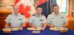 CWO G. Simpkin, CD (Incoming CME Branch CWO), MGen J.S. Sirois, OMM, CD (CAF Chief Military Engineer) and CWO R.G. Swift, CD (Outgoing CME Branch CWO) signing the Branch CWO change of appointment certificate