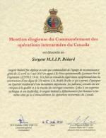 CJOC Commendation - Sgt Bedard