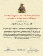 Mention Élogieuse // Commendation - Adj//WO Pouliot