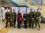 (L-R): RPOU(W) RSM, CWO Eric Barney; RPOU(W) CO, LCol John Hallet; DMA, Natasha Kim, Senior Advisor to the DM, Jayson Derow, Edmonton RPO Det OC, Maj Mackenzie Smith and Edmonton RPO Det Sergeant Major, MWO James Richardson. Photo by: Capt Kyle Ho