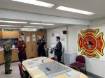 Nathsha Kim and her senior advisor, Jayson Derow were visiting the ﬁre hall in CFB Edmonton. Photo by: MWO James Richardson