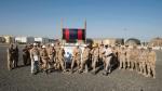 BGen Andrew Jayne, Comd Joint Task Force Iraq, presided at the new accommodation building ground breaking ceremony, along with CWO Robert McCann, Task Force Sergeant-Major Joint Task Force Iraq, LCol René Poirier, Operational Support Hub (OSH) South West Asia CO, the CSM, the CE section heads and two DCC Reps, Camp Canada, Kuwait, March 2, 2018. Photo: DND/CAF
