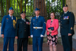 From left to right: Capt Jacques Landry, BGen Steve Irwin (Ret’d), Cpl Charles Johnston, Mrs. Deanna Irwin and CWO Glenn Simpkin Buckingham Palace, London, 27 June 2018