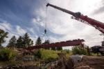 Craning of Pedestrian Bridge Superstructure into Place on its Foundation Using a 90 Tonne Capacity Crane