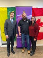 (L-R):MLA Moose Jaw North, Hon. Tim McLeod, QPJM Recipient, WO Brian White, and WO White’s spouse, Amanda Johnston. Photo by: Capt Pavlo Besedin