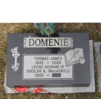 Grave Marker for Thomas Domenie, St. James United Church, Sambro, NS