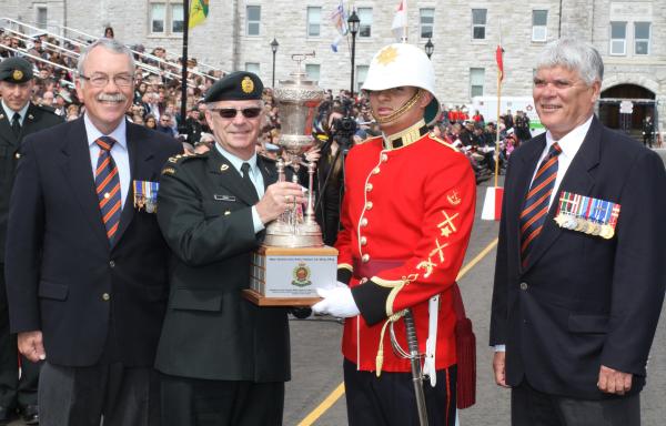 Left to right: Col John Lesperance (Ret'd), Pres CMEA, Col Comdt Steve Irwin. OCdt Cruz and LCol Steve Kelly, Pres Kingston Branch CMEA