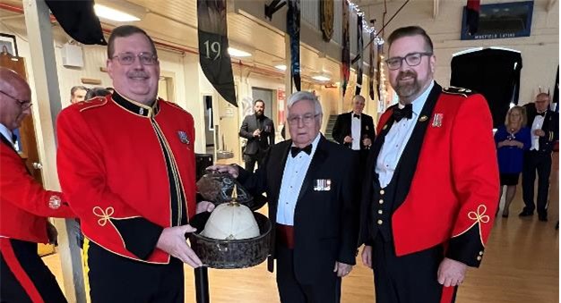 The unveiling of LCol J.P. Fell’s Pith Helmet by Bill Diamond, BGen (Ret’d) Jerry Silva and CO LCol Stphen Piers