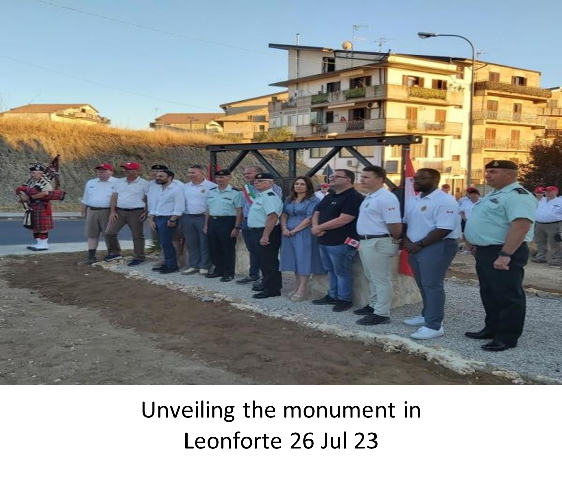 Unveiling the monument in Leonforte 26 Jul 23 // Dévoilement du monument à Leonforte 26 juil. 23